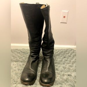 Tall Frye Black Boots with elastic on back
